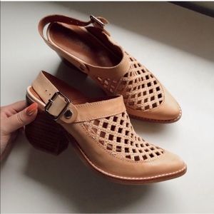 Jeffrey Campbell Tan Woven Sling Back Heeled Mule
